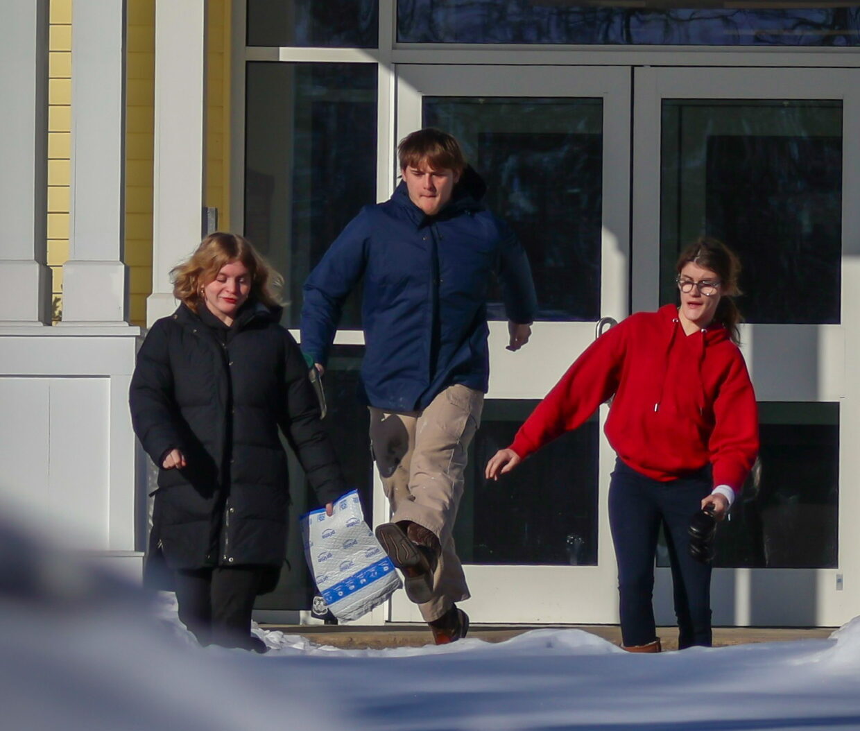 Students going to class